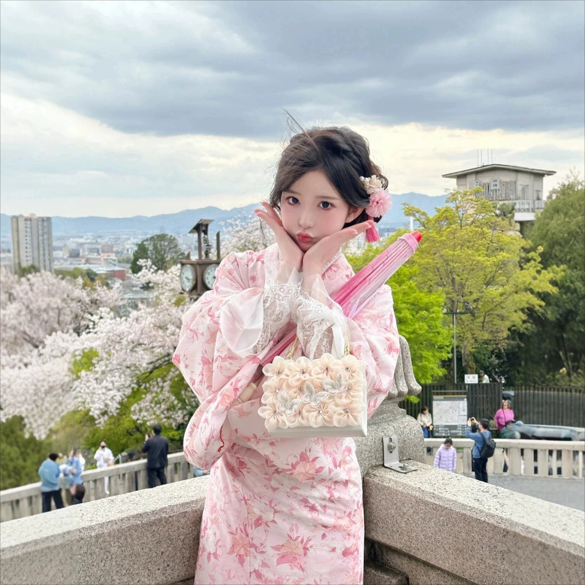 Women's Light Pink Japanese Historical Royal Kimono — photo 2