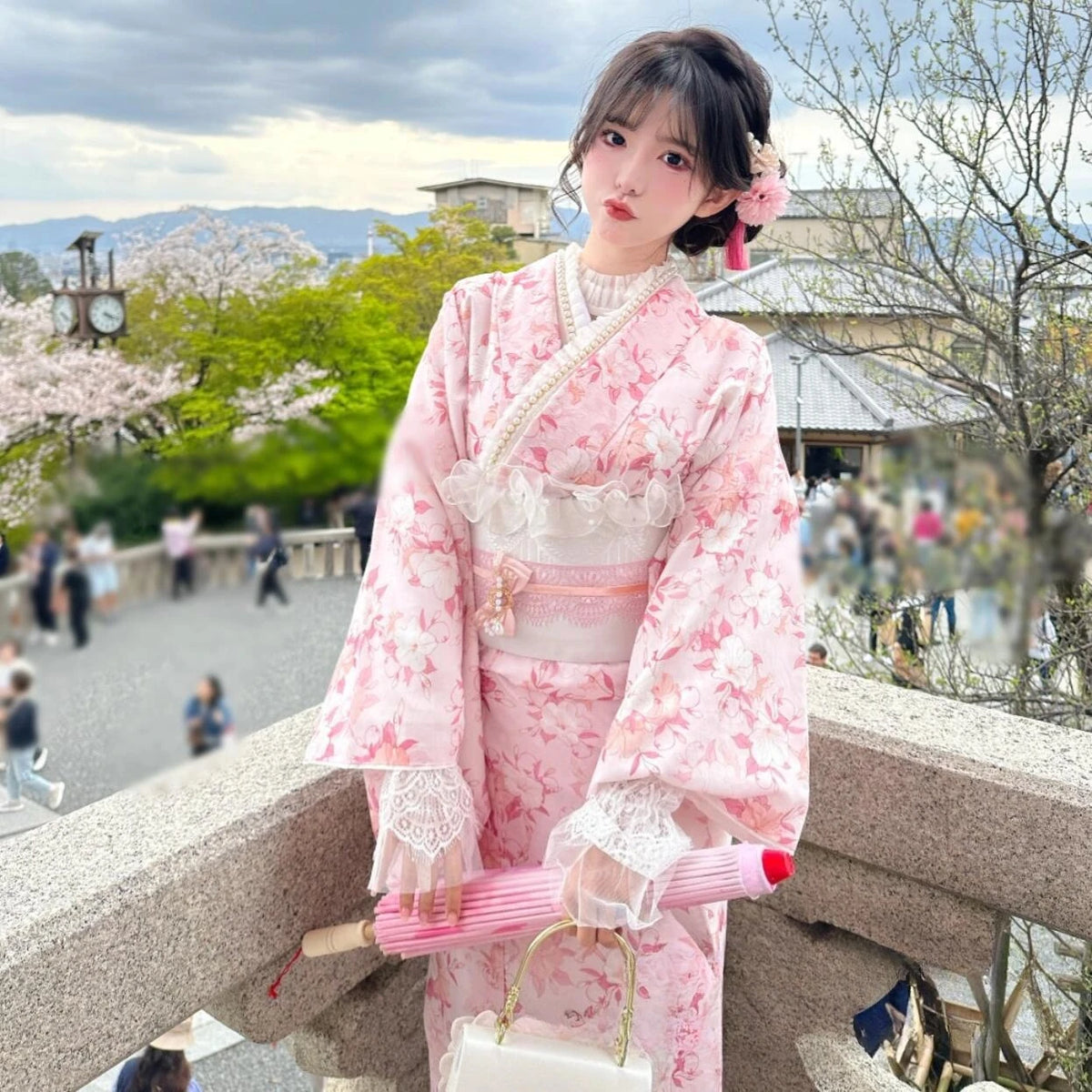 Women's Light Pink Japanese Historical Royal Kimono — photo 4