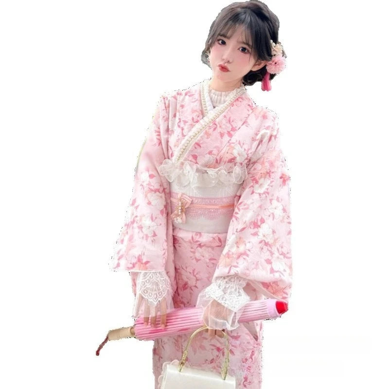 Women's Light Pink Japanese Historical Royal Kimono — photo 5
