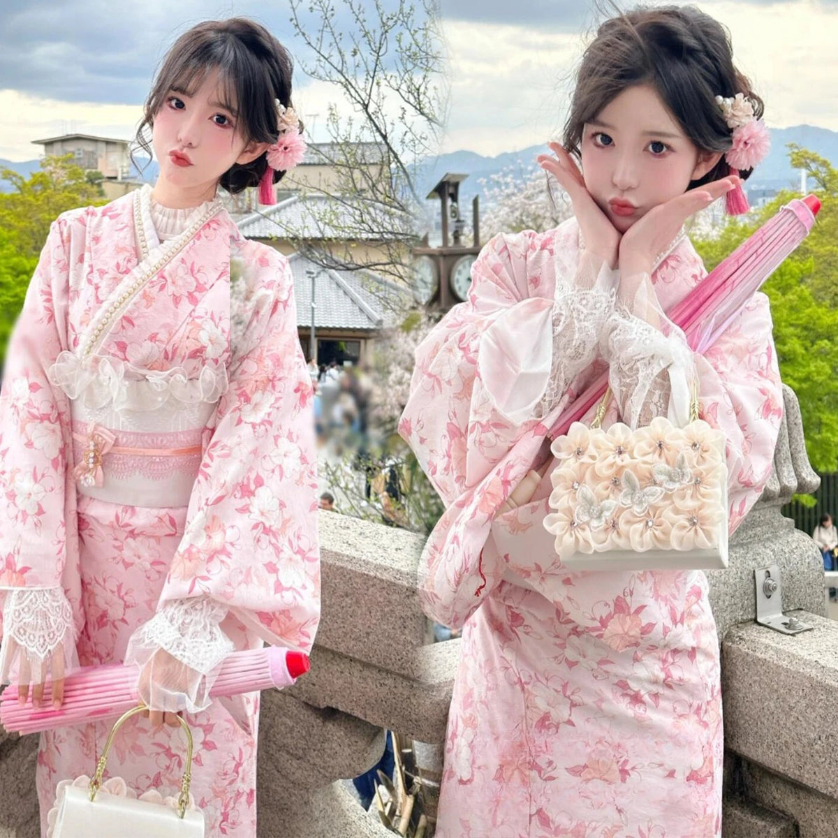 Women's Light Pink Japanese Historical Royal Kimono — photo 1