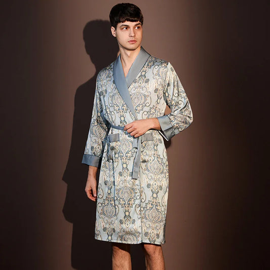 Short Silk Kimono Bathrobe